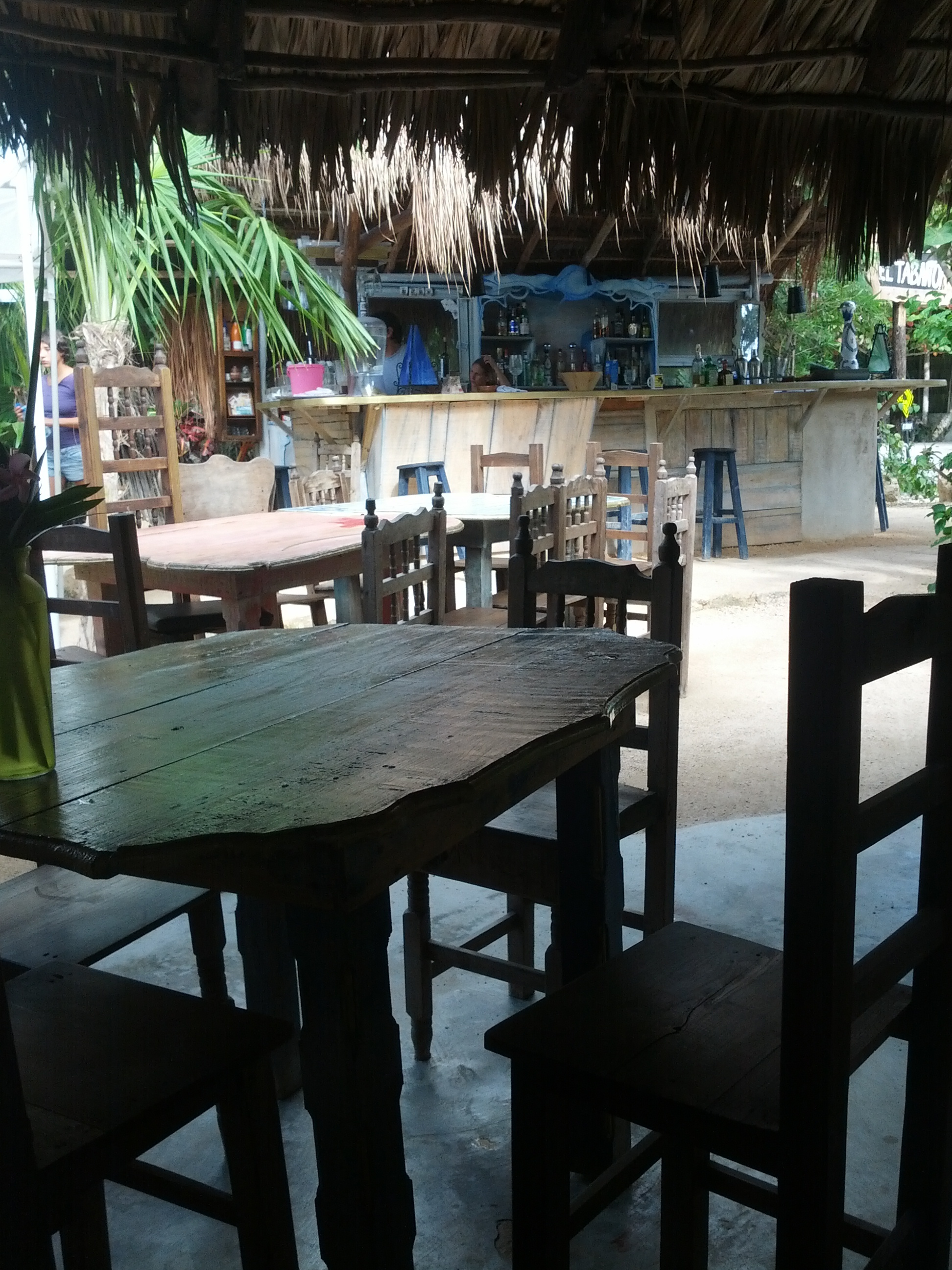 Laid back El Tábano restaurante at the Tulum beach strip